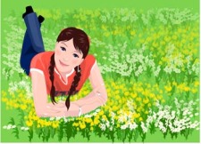 free vector Girl in lay position vector 5