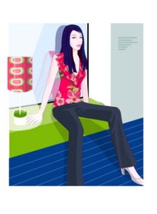 free vector Beautiful girl in sit positions 4