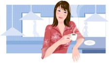 free vector Beautiful Girl with a cup of coffee 1