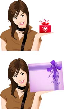 free vector Beautiful Girl with Gift