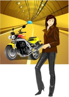 free vector Motorcycle girl 4