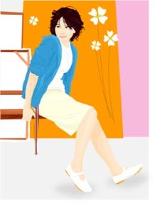 free vector Beautiful girl in sit positions 6