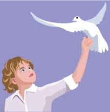 free vector Girl with dove 2