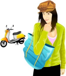 free vector Motorcycle girl 5