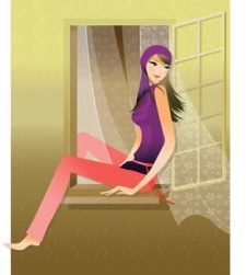 free vector Beautiful girl in sit positions 16
