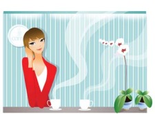 free vector Beautiful Girl with a cup of coffee 8