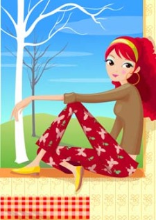 free vector Sit girl position vector 39