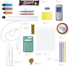 free vector Phone Mp3 Player Pencil Calculator and Office set vector