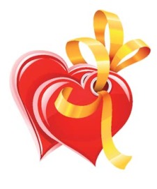 free vector Hearts vector with gold ribbon
