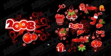 free vector 2008 Christmas decoration elements and patterns vector material