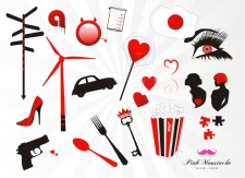free vector Set: red, black, white elements