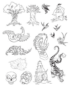 free vector Hand traced tattoo graphics