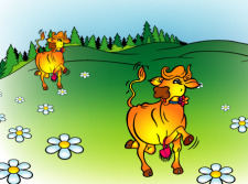 free vector Cow free vector on green grass