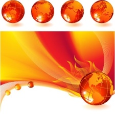 free vector Burning globe on a abstract background