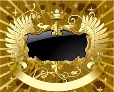 free vector Gold-black banner with wings