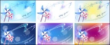 free vector Windmill and dreamy background material vector
