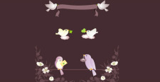 free vector Four birds on black background