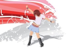 free vector Girl dancing on a abstract  background