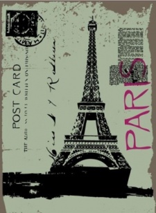 free vector Post card design with eiffel tower drawing