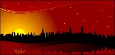 free vector Red skyline city