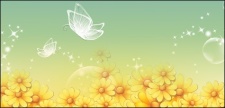free vector Yellow flowers and butterflies vector transparent material