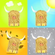 free vector Scotland in one day! Seasonal Highland Cow Vectors