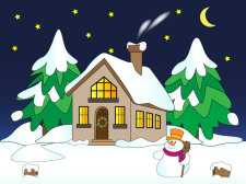 free vector House with Snow Vector
