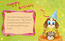free vector Little Dog Happy Birthday Postcard