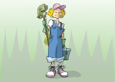 free vector Cartoon Cleaning Lady Vector