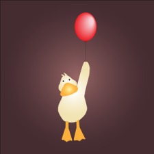 free vector Cute Little Duck with Red Balloon Vector