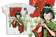 free vector Japanese Geisha Vector T-Shirt Template