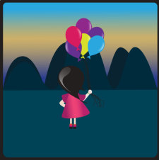 free vector A girl with balloons