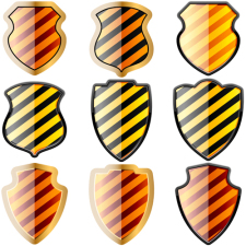 free vector Free set of of shields in black and yellow stripes