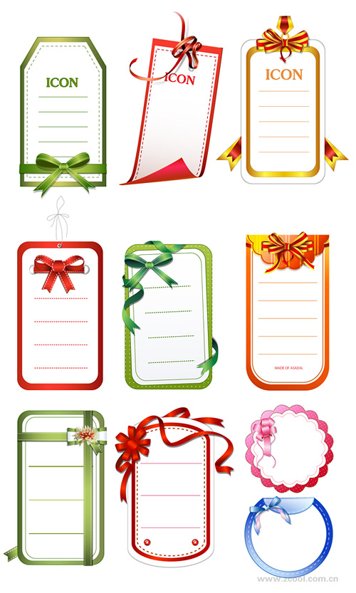 free vector 10 cards with bow vector