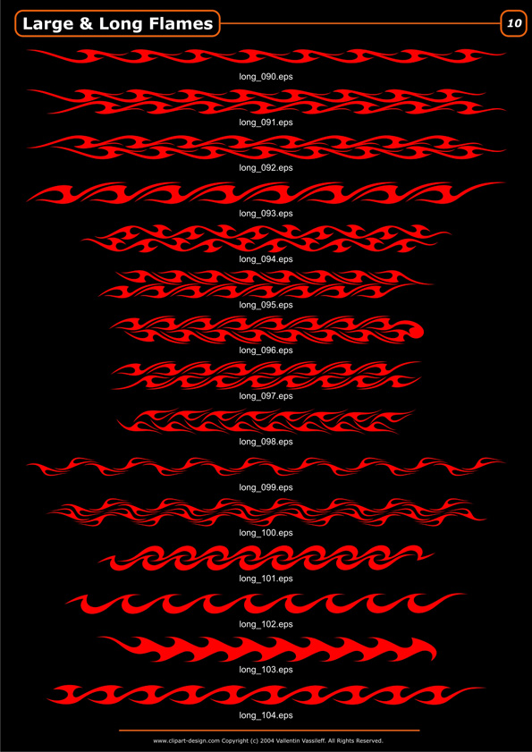 free vector 100 variety of long flame pattern vector