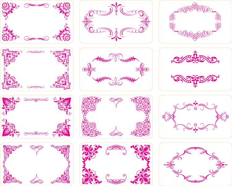 free vector 12 cards with exquisite lace elements of material