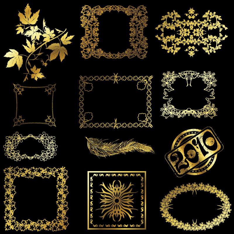free vector 12 gold lace pattern vector