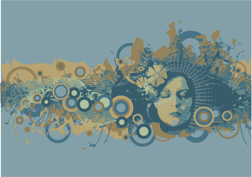 free vector 12, with the pattern portrait of female silhouettes vector material