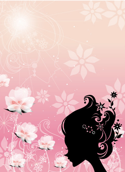 free vector 12, with the pattern portrait of female silhouettes vector material