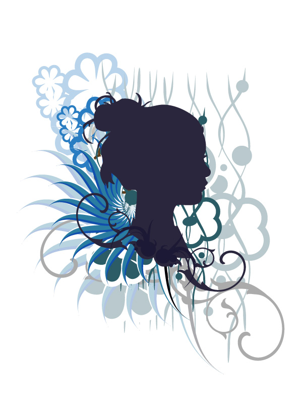 free vector 12, with the pattern portrait of female silhouettes vector material