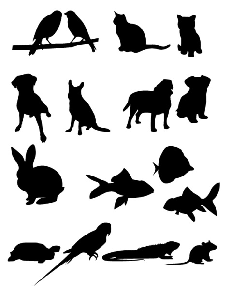free vector 
								16 Pet Vector Silhouettes							