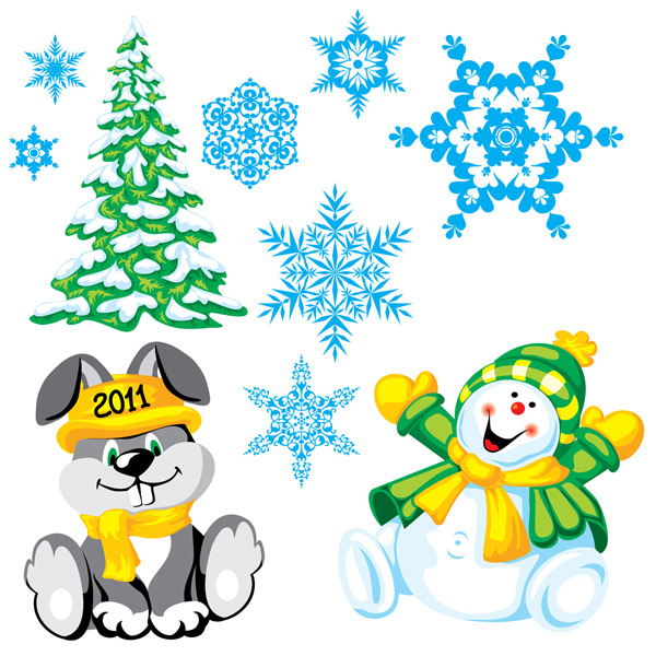 free vector 2 sets of christmas element vector
