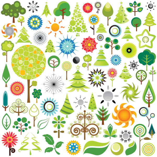 free vector 2 sets of summer theme icon vector