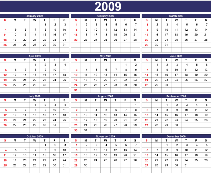 free vector 2009 calendar free vector set