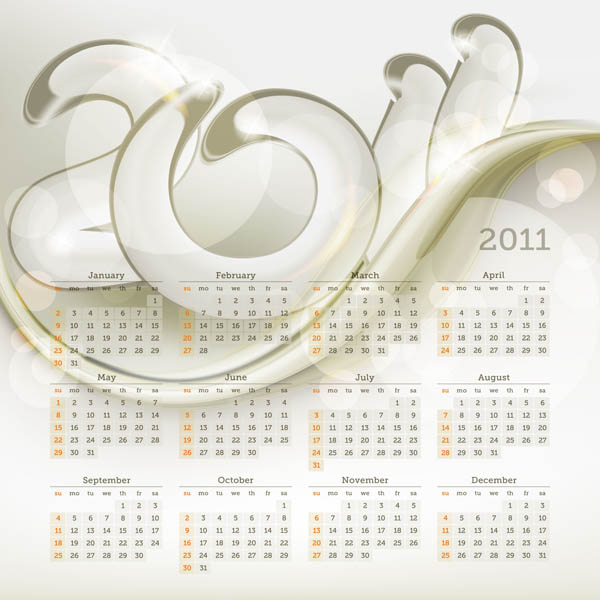 free vector 2011 calendar template 01 vector