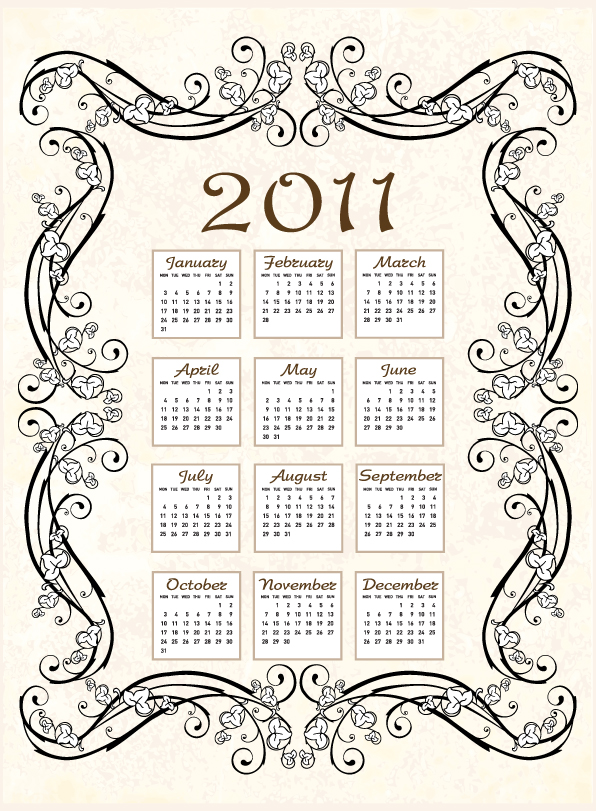 free vector 2011 calendar template 05 vector