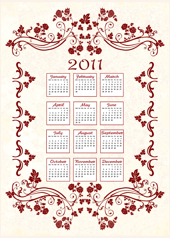free vector 2011 calendar template 05 vector