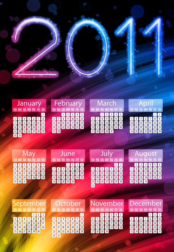 free vector 2011 calendar template vector