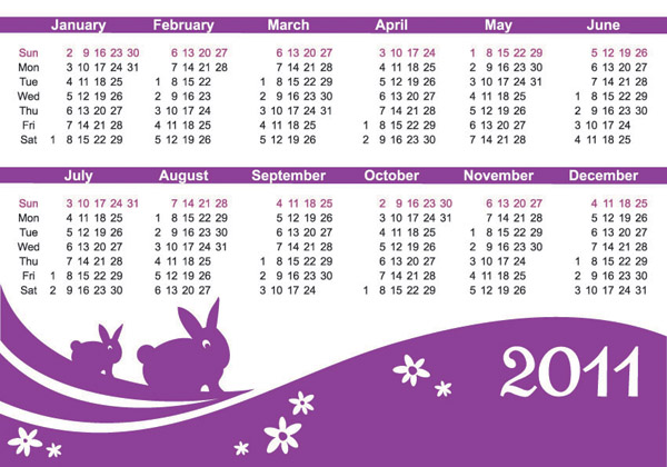 free vector 2011 calendar year of the rabbit vector