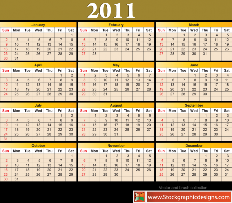 free vector 2011  calendar